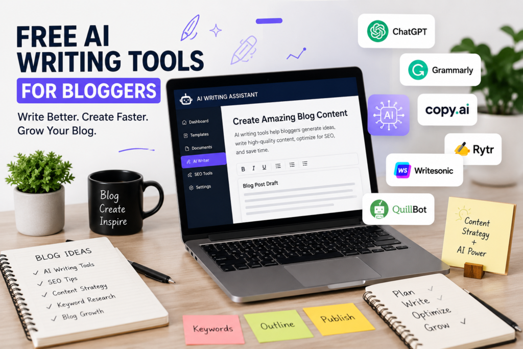 Free AI Writing Tools for Bloggers: Write More, Stress Less 3 Free AI Writing Tools for Bloggers